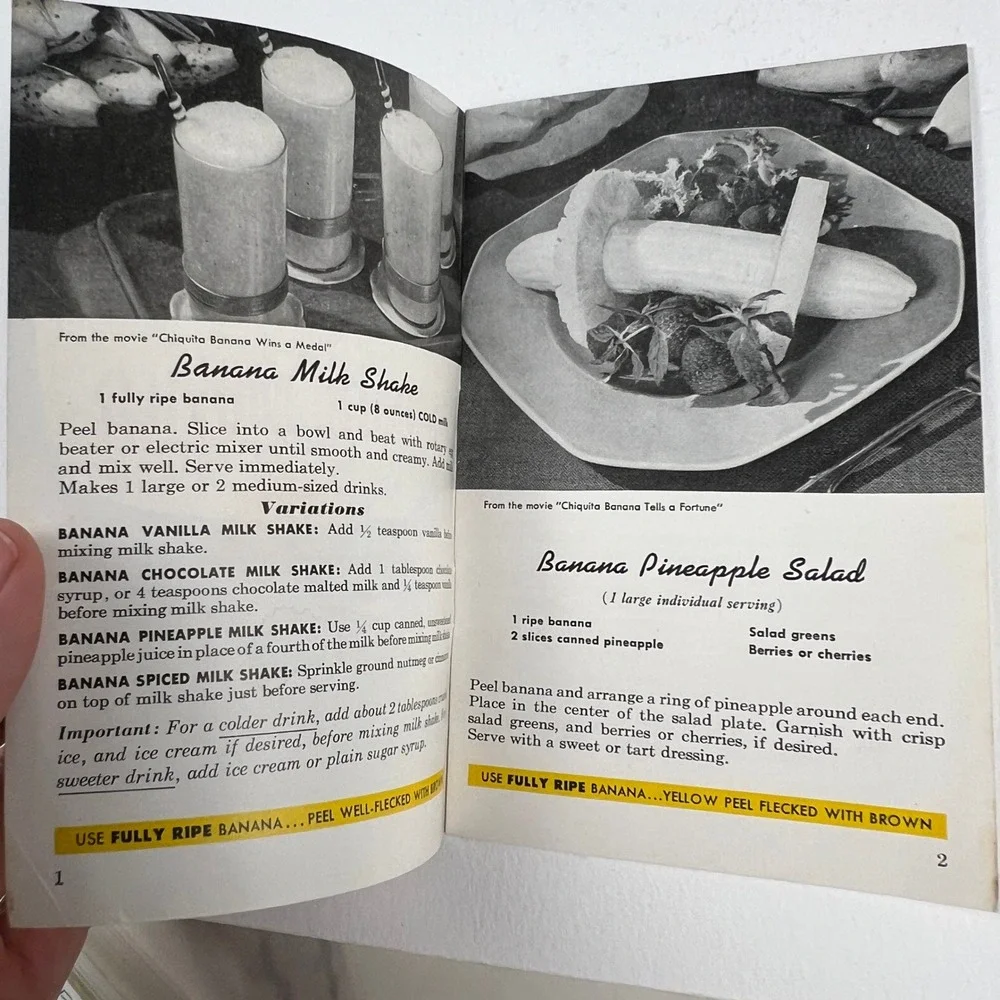 Chiquita Banana Recipe Booklet 1950 Yellow Vintage Advertising Mid Century Food
